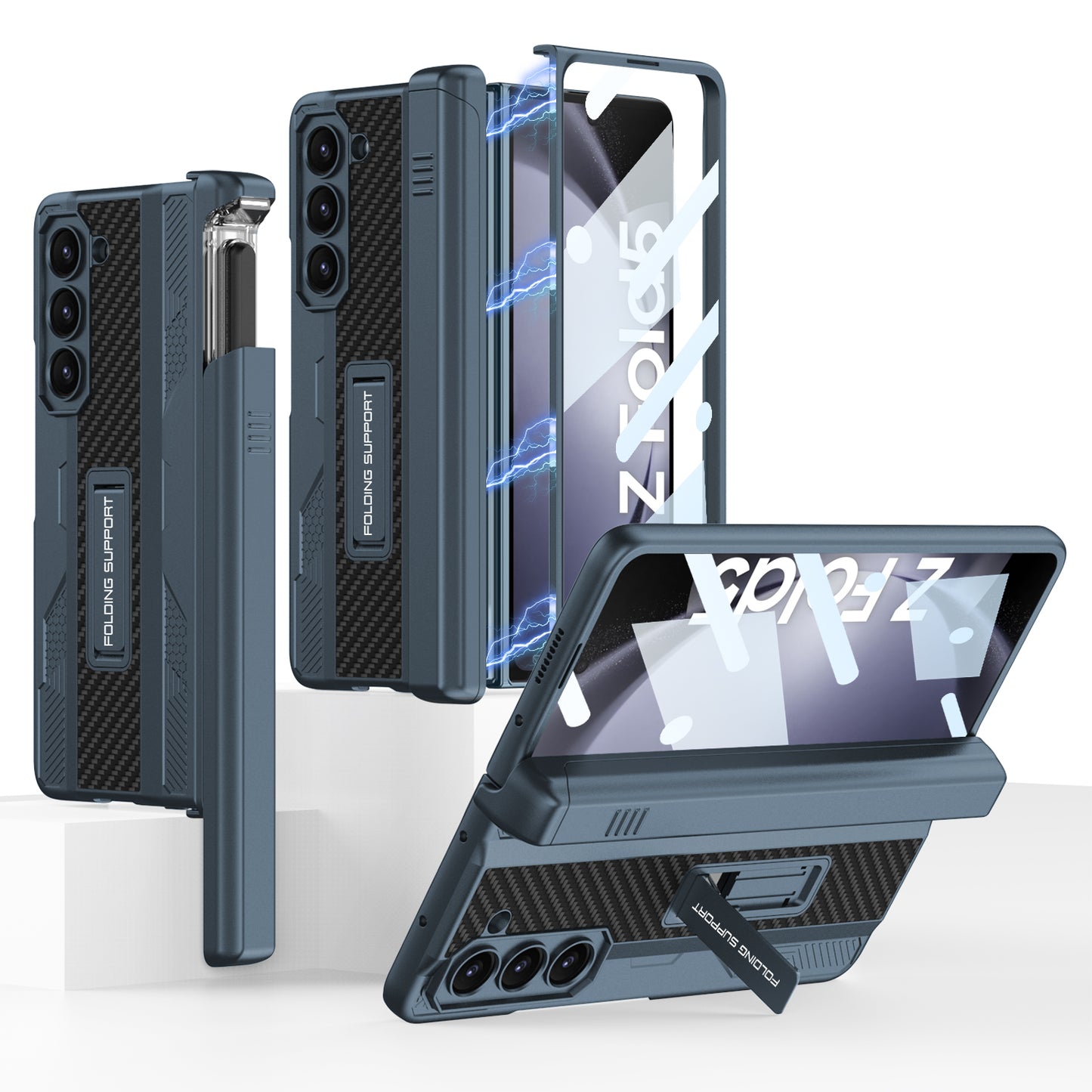 Magnetic Samsung Galaxy Z Fold5 Integrated on the Drawer Case With S Pen Slide Case & Film