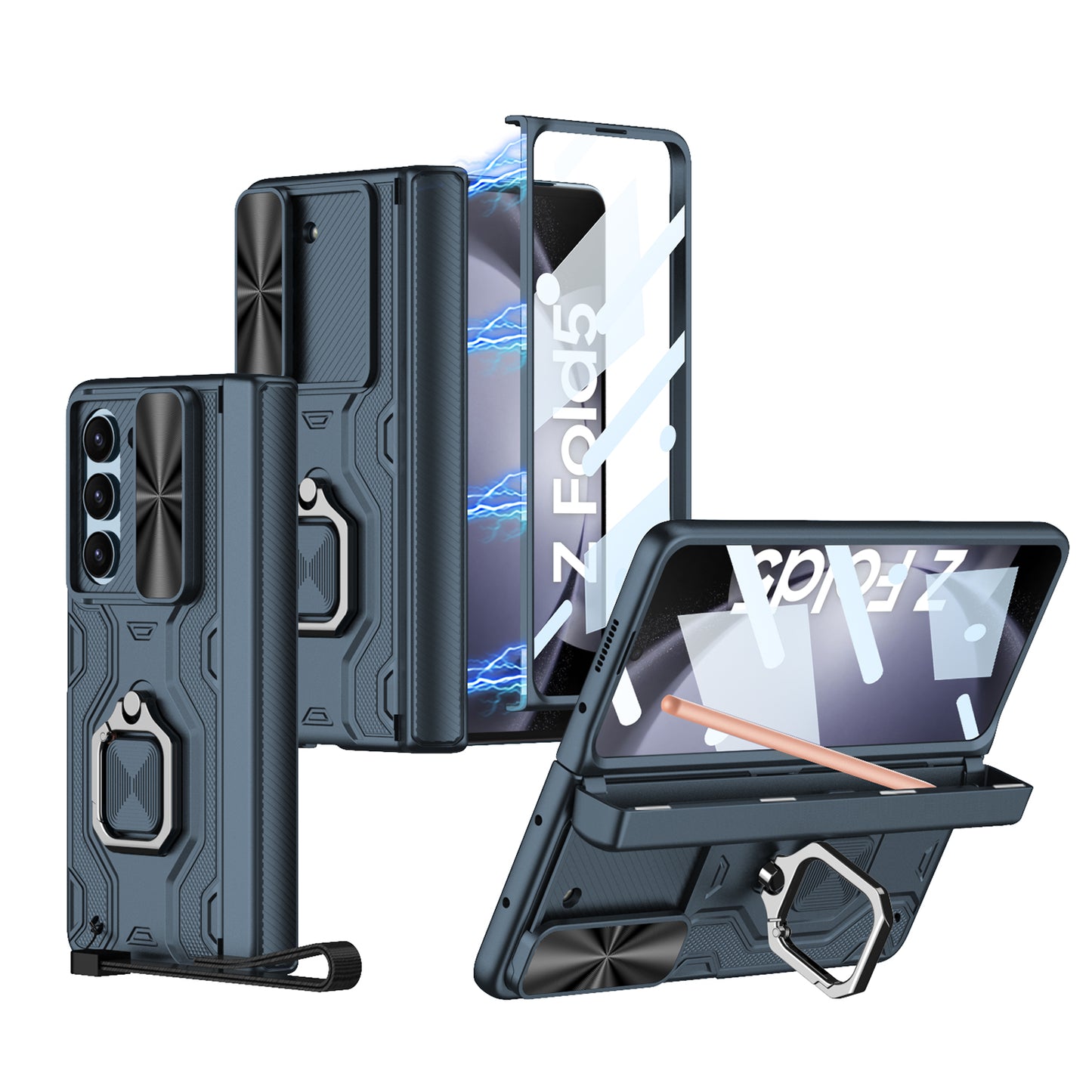Magnetic Samsung Fold5 folding Case With Stand Camera Window Protection