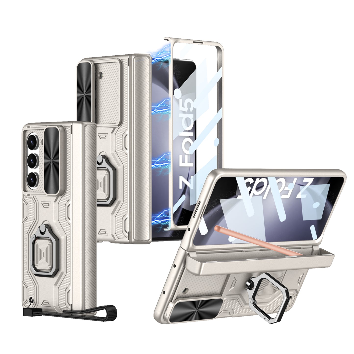 Magnetic Samsung Fold5 folding Case With Stand Camera Window Protection