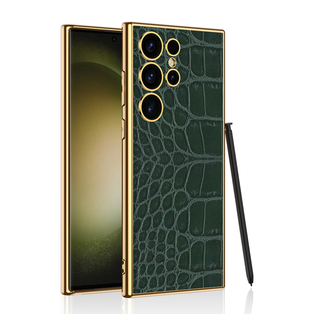 Luxury Leather Electroplated Protective Phone Case For Samsung Galaxy S24 S23 Ultra Plus