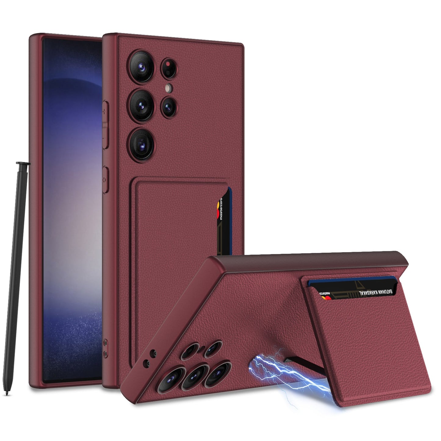 Leather Protective Phone Case With Card Holder For Samsung Galaxy S24 S23 Ultra Plus