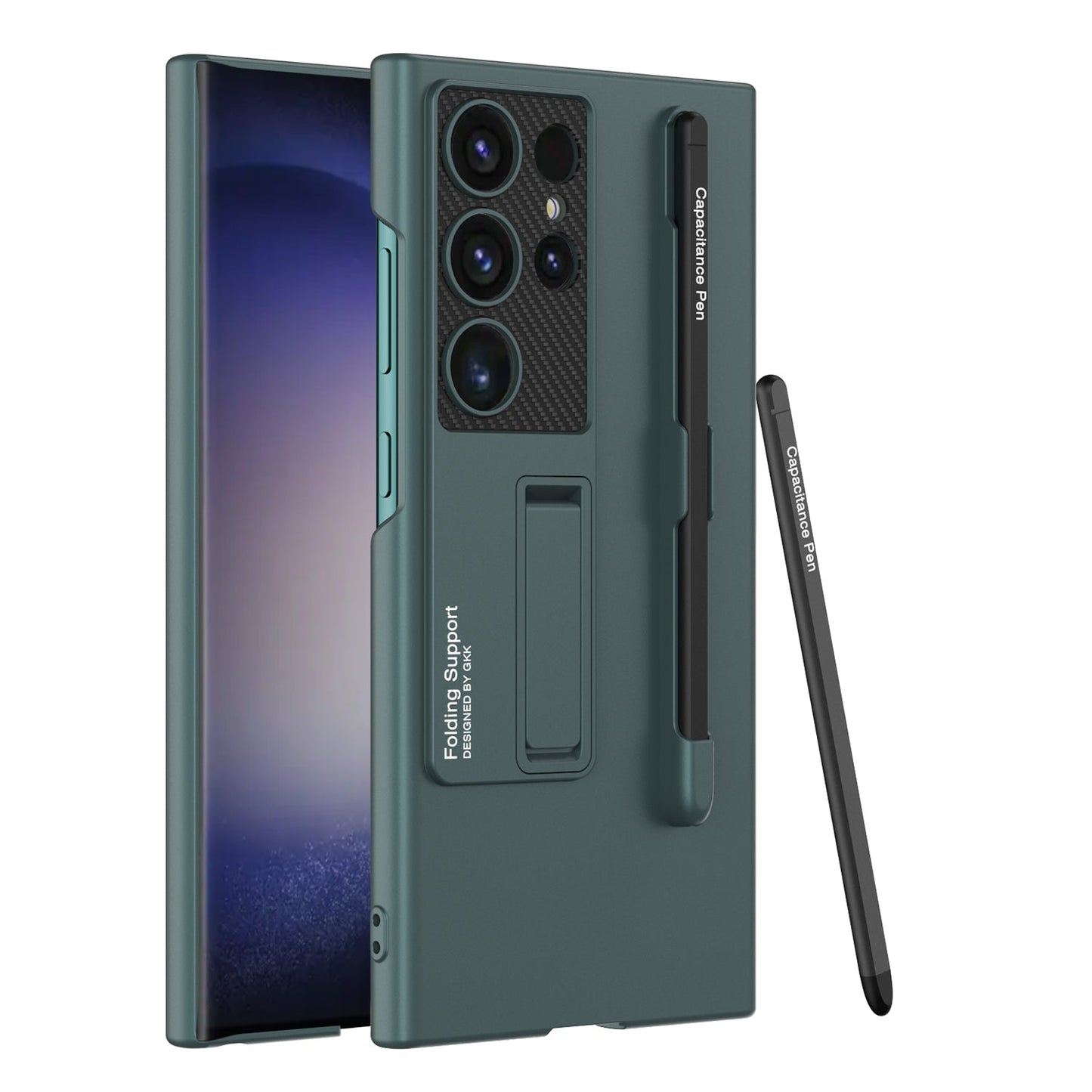 Frosted Invisible Bracket Protective Phone Case With Pen Box & Stylus For Samsung Galaxy S24 S23 Ultra Plus - Mycasety Mycasety