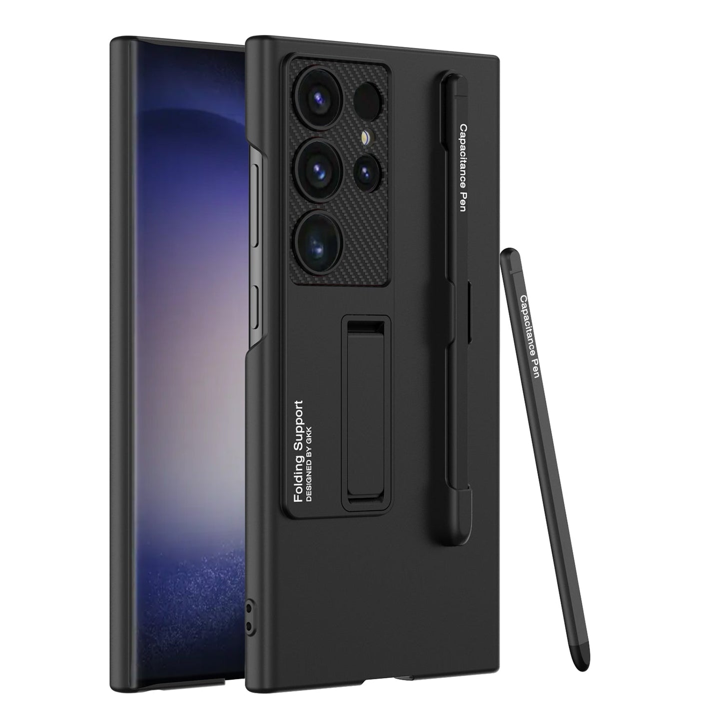 Frosted Invisible Bracket Protective Phone Case With Pen Box & Stylus For Samsung Galaxy S24 S23 Ultra Plus - Mycasety Mycasety