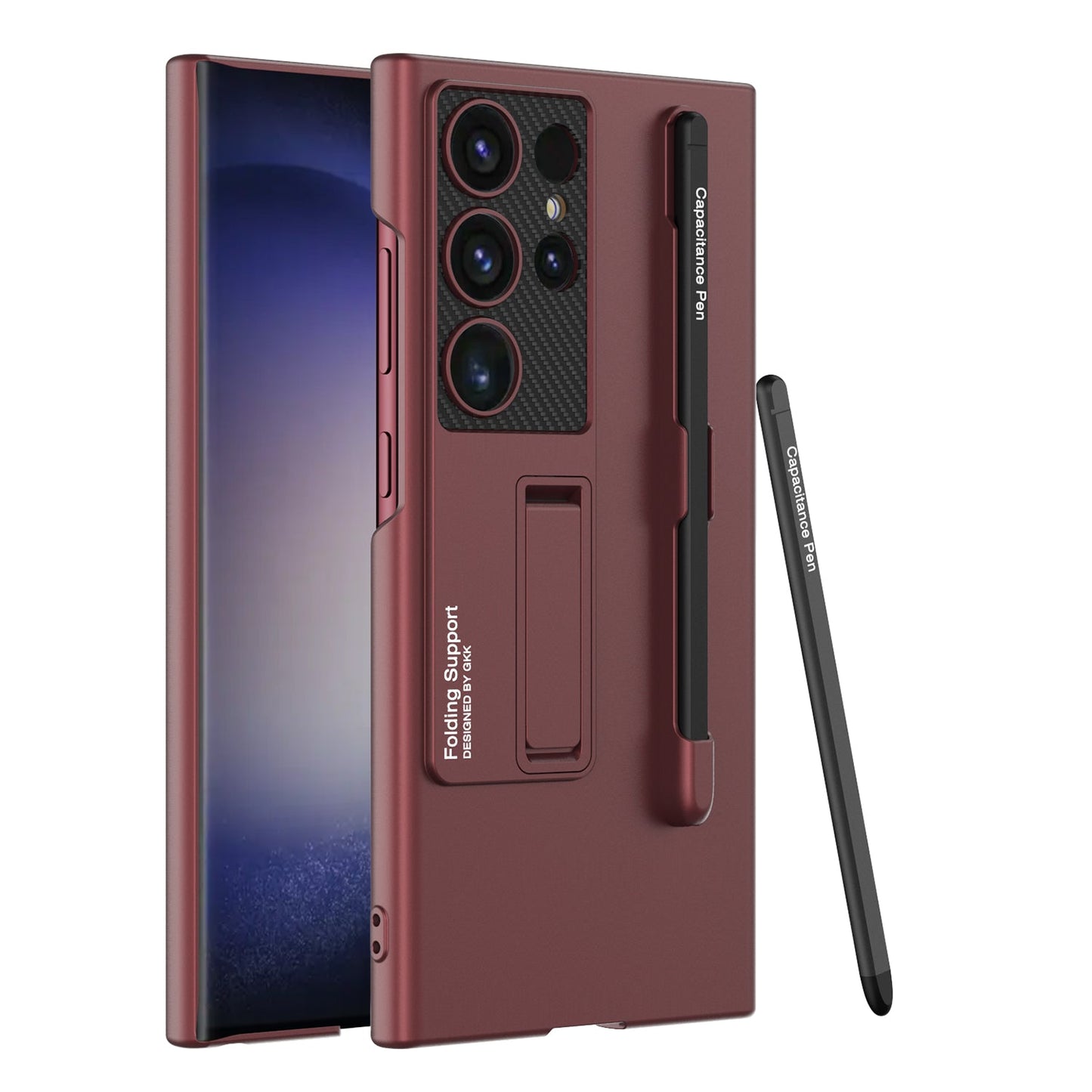 Frosted Invisible Bracket Protective Phone Case With Pen Box & Stylus For Samsung Galaxy S24 S23 Ultra Plus - Mycasety Mycasety