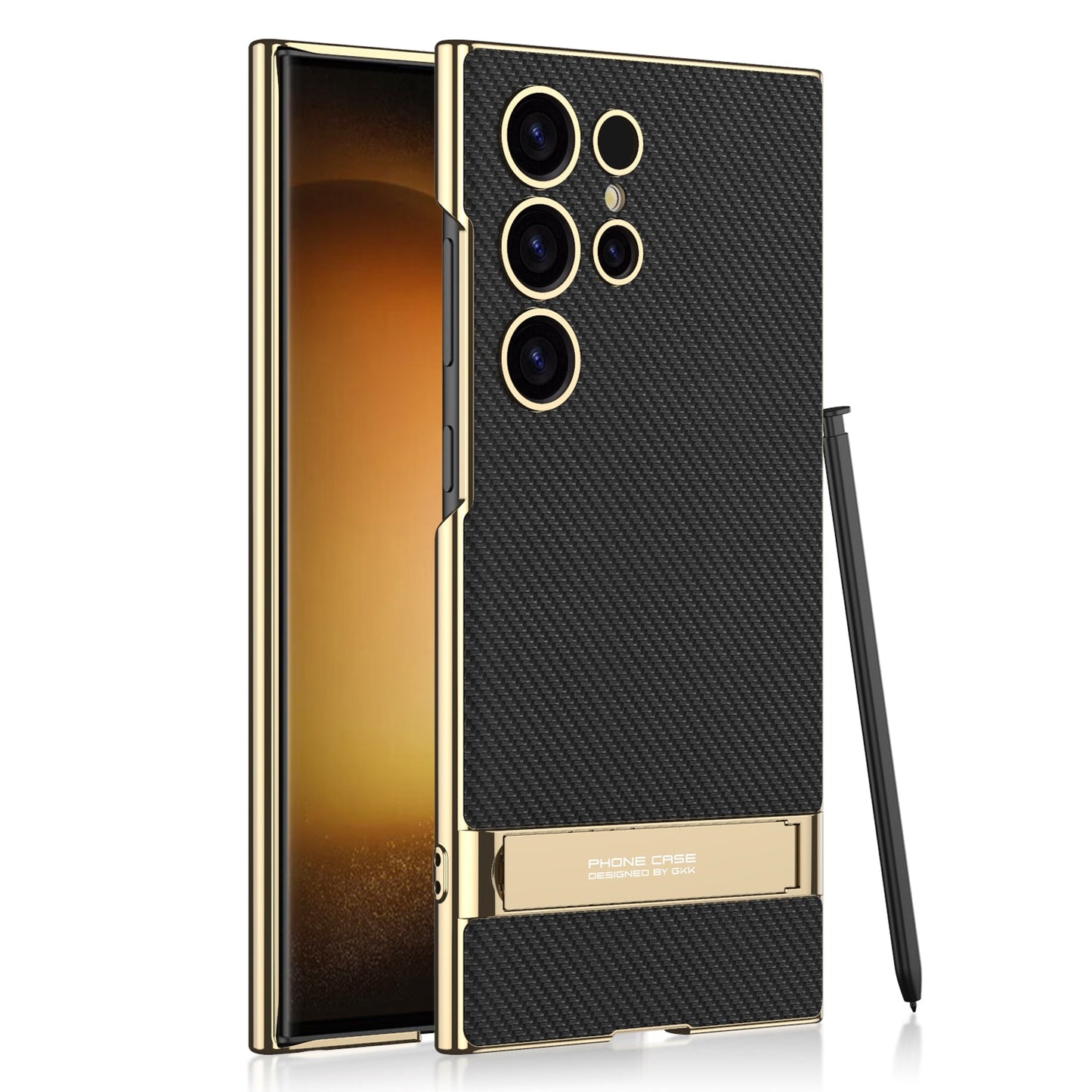 Leather Electroplated Protective Phone Case With Invisible Holder For Samsung Galaxy S24 S23 Ultra Plus - Mycasety Mycasety