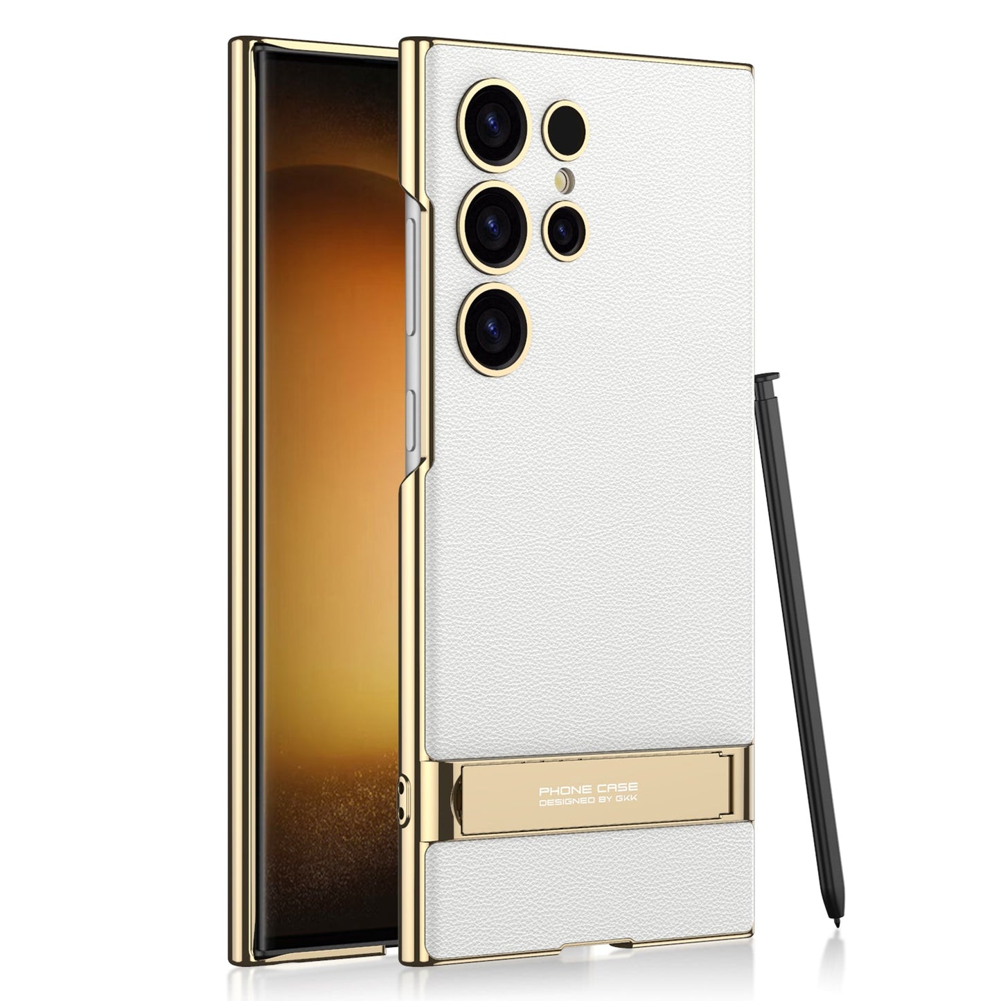 Leather Electroplated Protective Phone Case With Invisible Holder For Samsung Galaxy S24 S23 Ultra Plus - Mycasety Mycasety