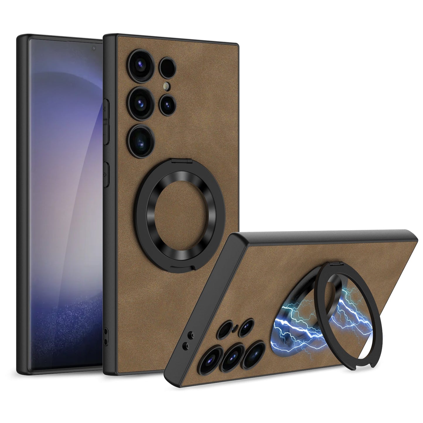 Leather Magnetic Bracket Protective Phone Case For Samsung Galaxy S24 S23 Ultra Plus - Mycasety Mycasety