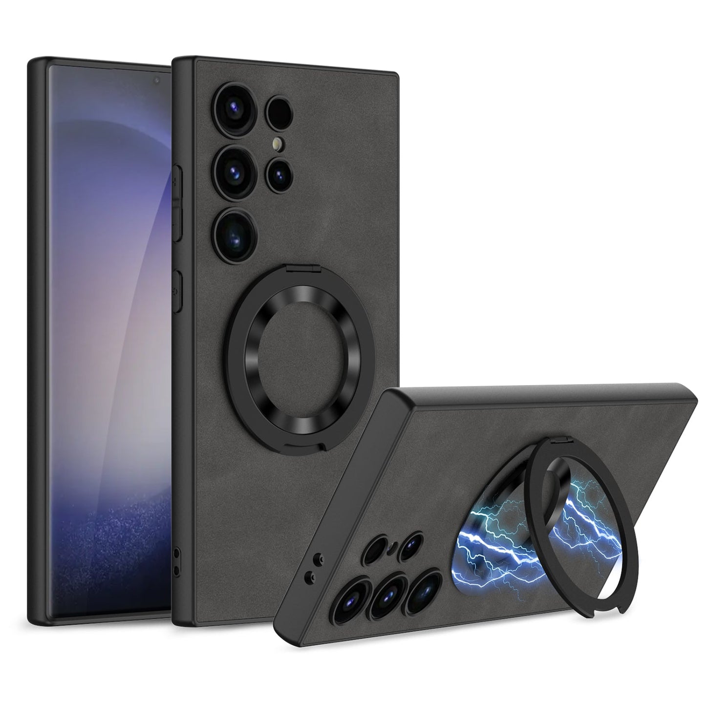 Leather Magnetic Bracket Protective Phone Case For Samsung Galaxy S24 S23 Ultra Plus - Mycasety Mycasety