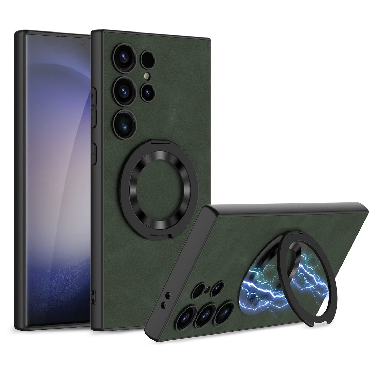Leather Magnetic Bracket Protective Phone Case For Samsung Galaxy S24 S23 Ultra Plus - Mycasety Mycasety