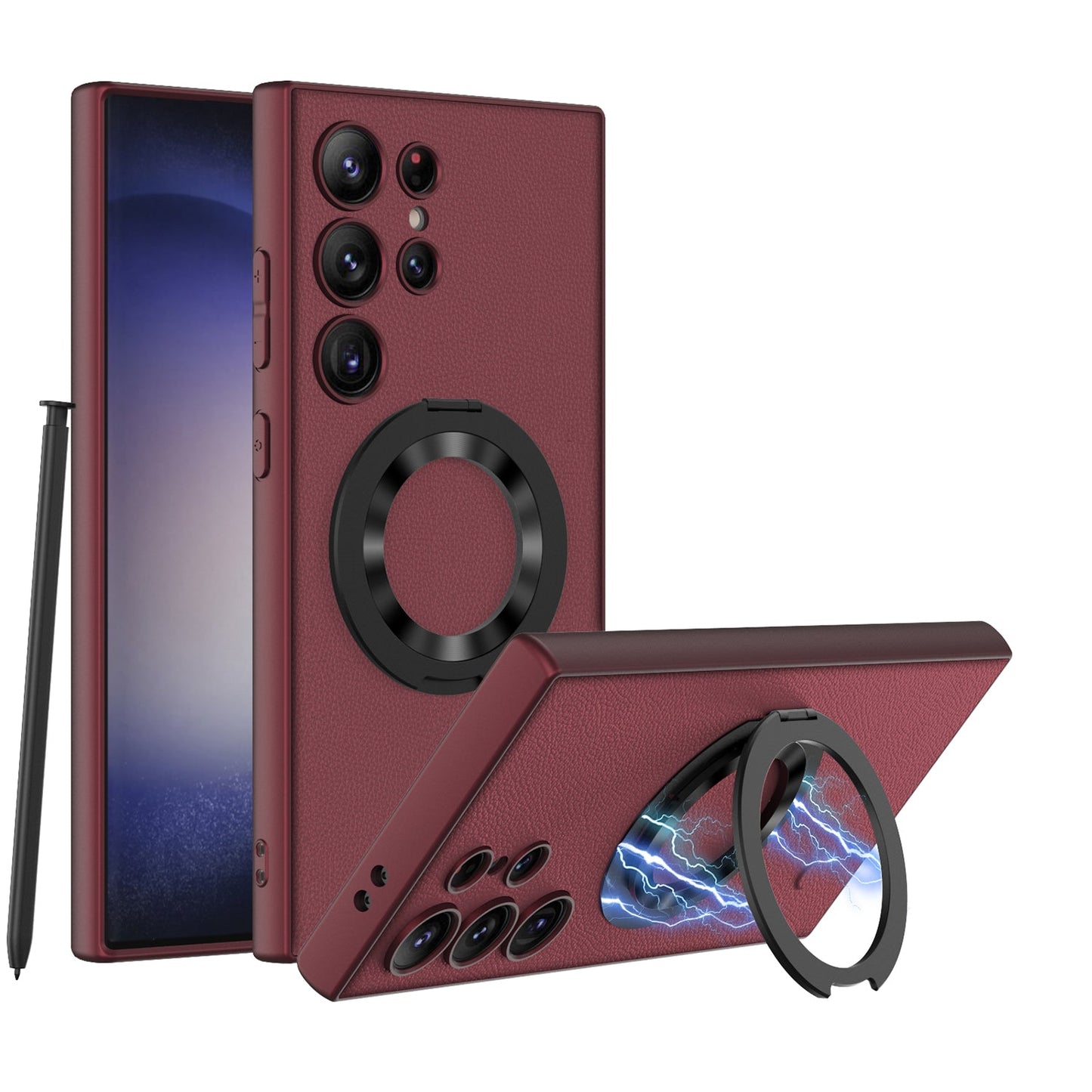 Leather Magnetic Bracket Protective Phone Case For Samsung Galaxy S24 S23 Ultra Plus - Mycasety Mycasety