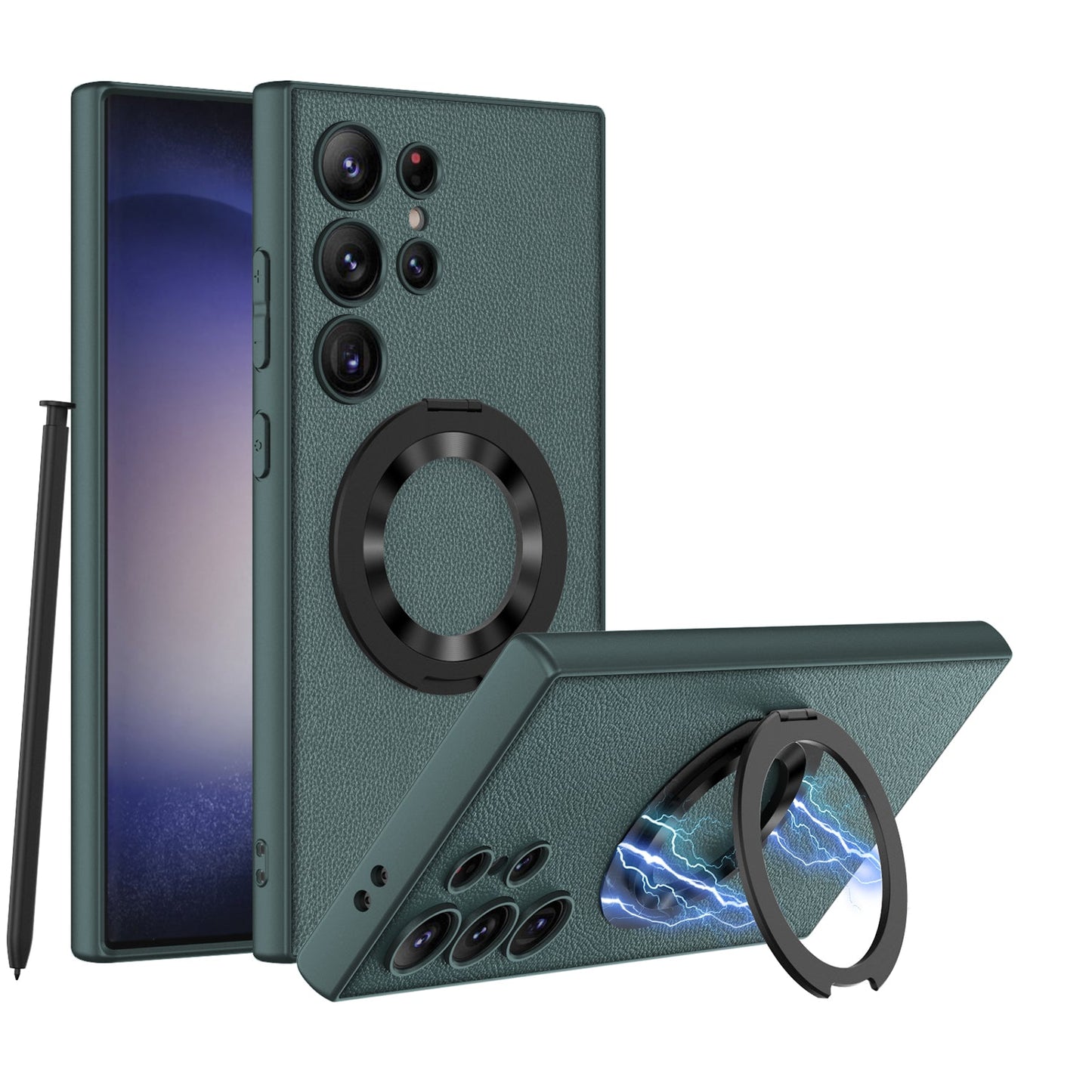 Leather Magnetic Bracket Protective Phone Case For Samsung Galaxy S24 S23 Ultra Plus - Mycasety Mycasety