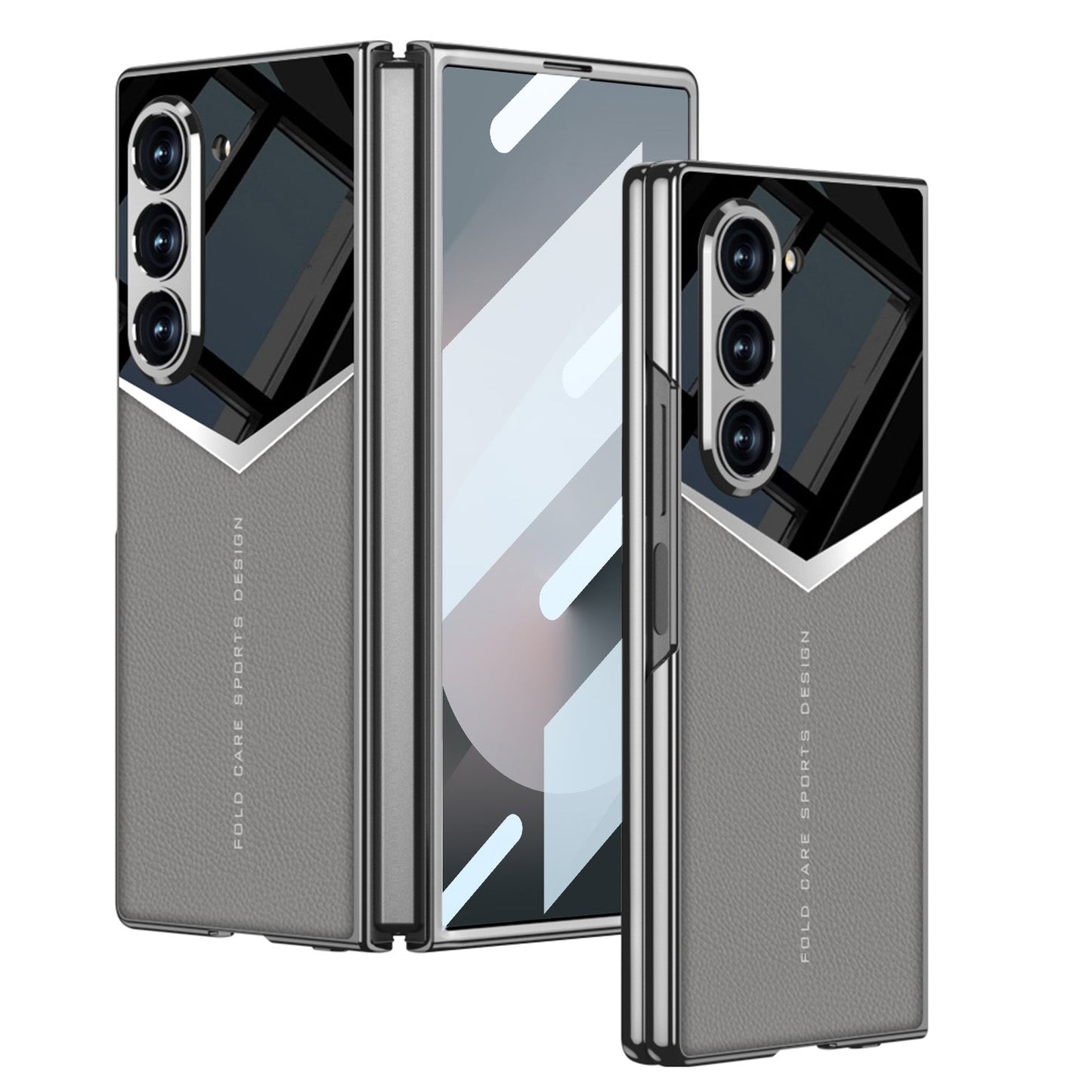 Electroplating Leather Shockproof Phone Case With Screen Protector For Galaxy Z Fold 7/6