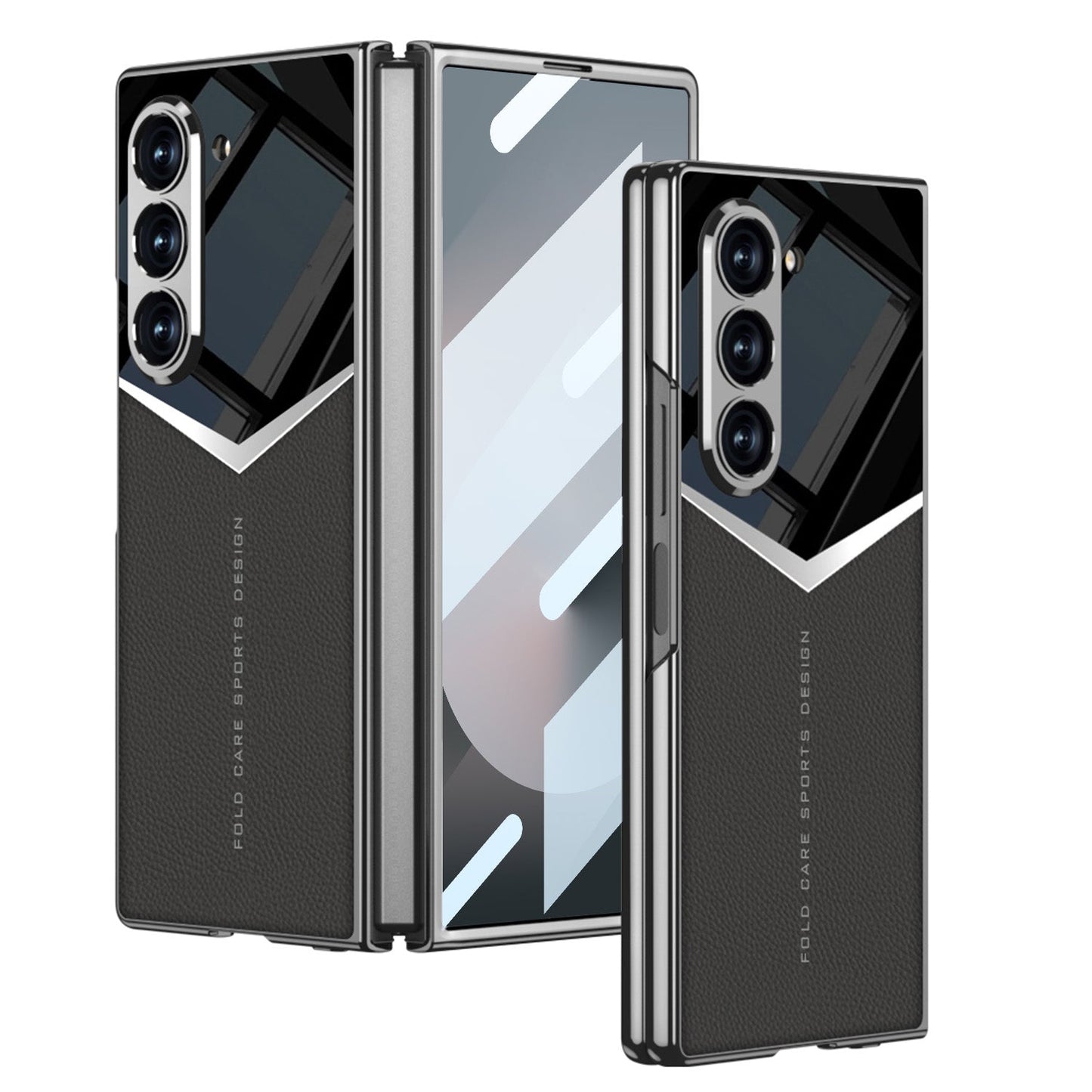Electroplating Leather Shockproof Phone Case With Screen Protector For Galaxy Z Fold 7/6