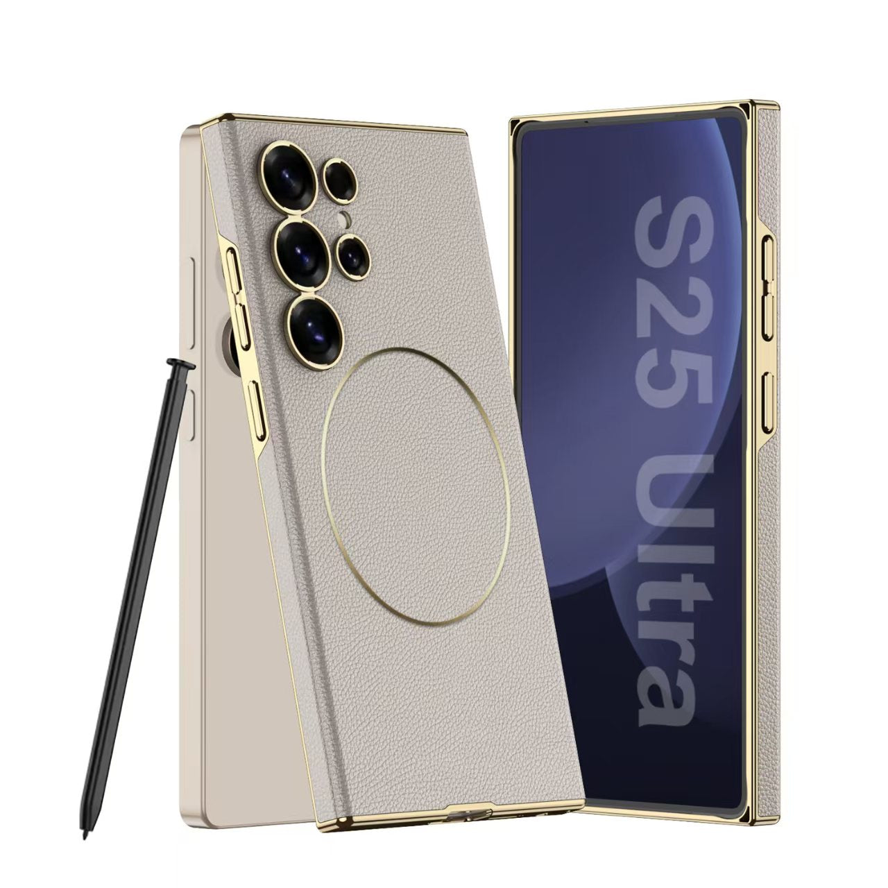 Luxurious Leather Shockproof Phone Case Support Wireless Charge For Galaxy S25 S24 S23 Ultra