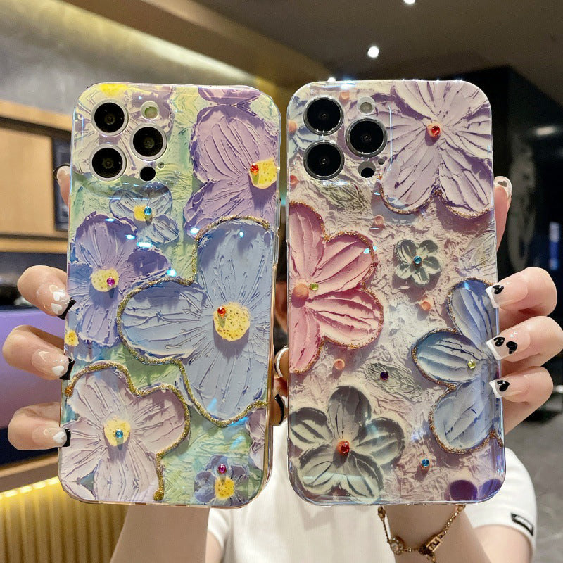 Ins Hot Oil Painting Flower Samsung/iPhone Case - Mycasety Mycasety