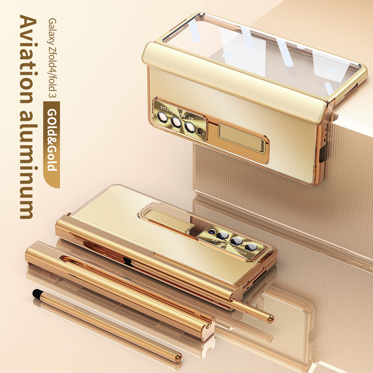 Aluminum Alloy Frame Magnetic Bracket All-Inclusive Electroplating Phone Case For Samsung Galaxy Z Fold3 Fold4 Fold5 - Mycasety Mycasety