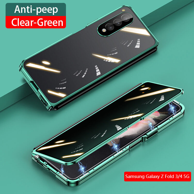 Samsung Galaxy Z Fold5 Fold4 Fold3 Magnetic Double-Sided Protection Tempered Glass Aluminum Frame Phone Case - mycasety2023 Mycasety
