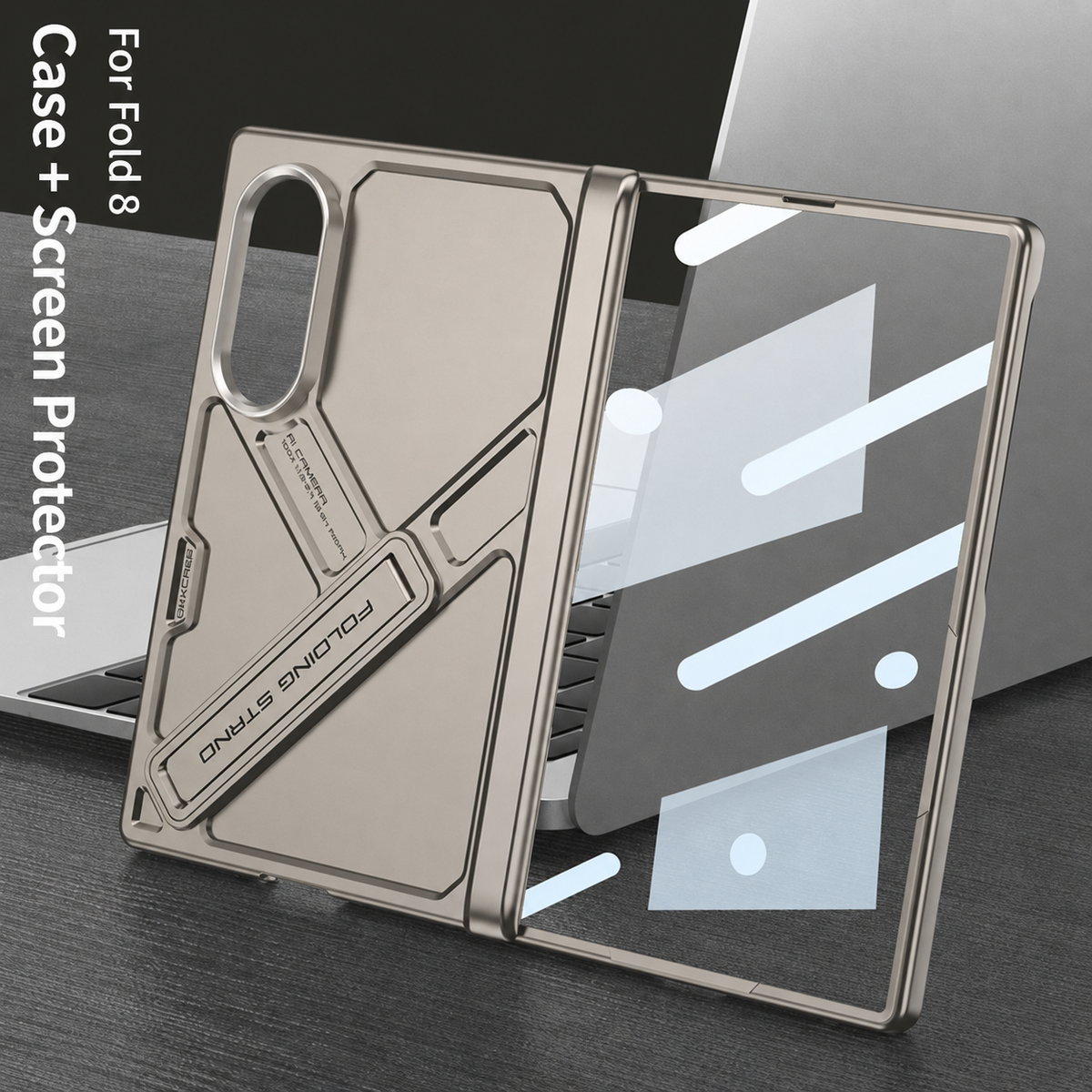 Armor Full-Body Protection Case For Galaxy Z Fold 8 – Hidden Kickstand,Tempered Glass Screen Protector