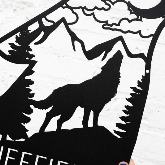 Wolf Head Name Sign