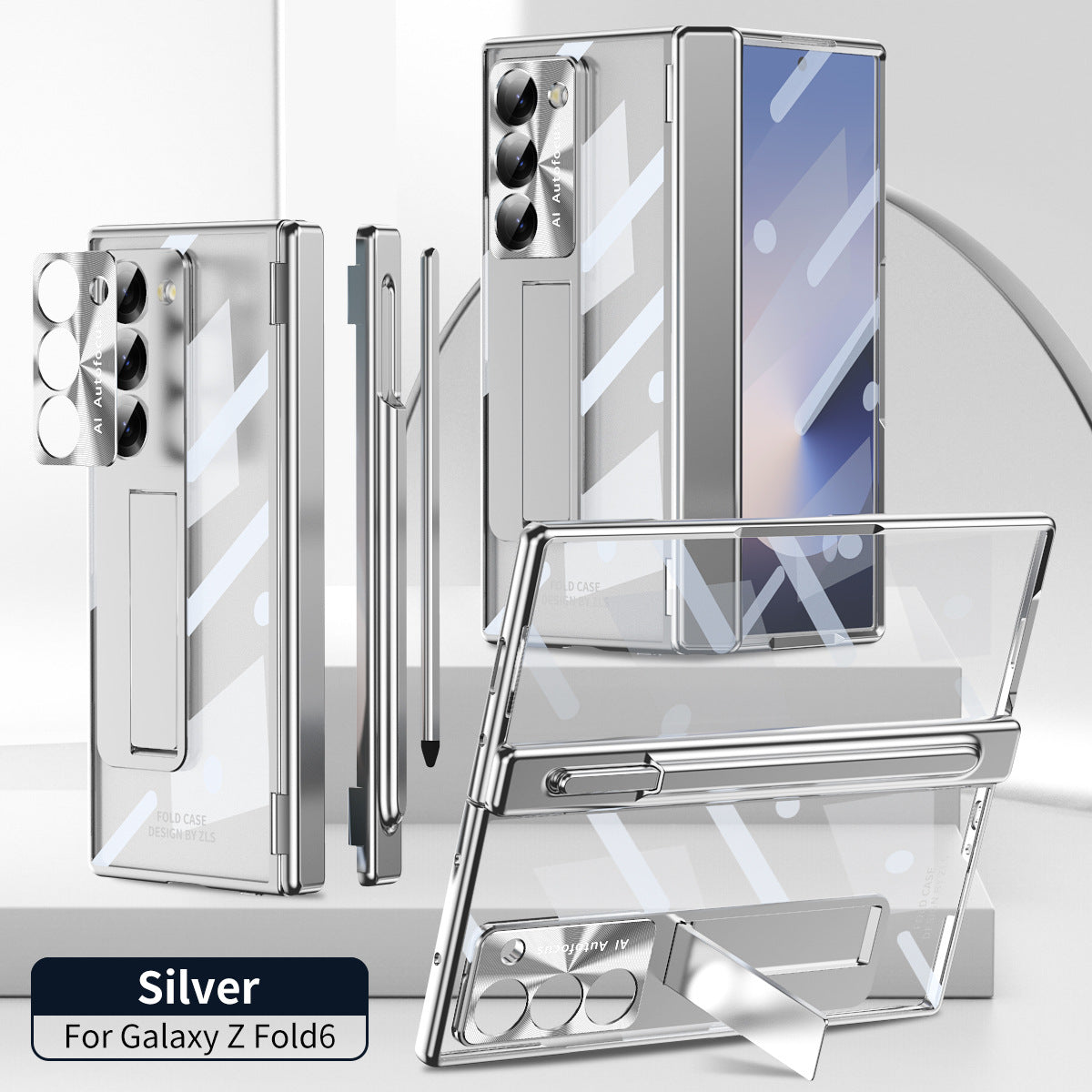 Magnetic Hinge Plating Case For Galaxy Z Fold6 Fold5 Fold4 Fold3 With Double Hinge Protector