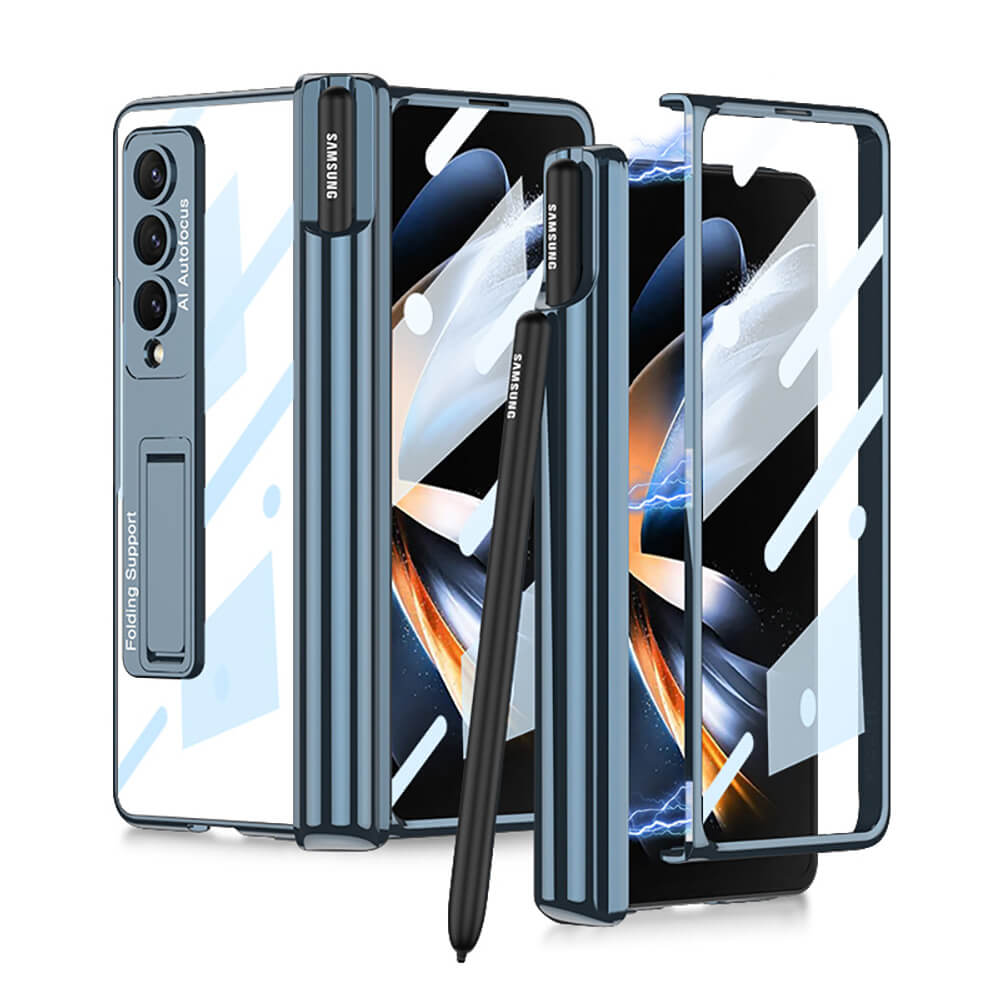 Magnetic Folding Bracket Shatter-Resistant Case For Samsung Galaxy Z Fold5 Fold4 Fold3 5G - Mycasety Mycasety