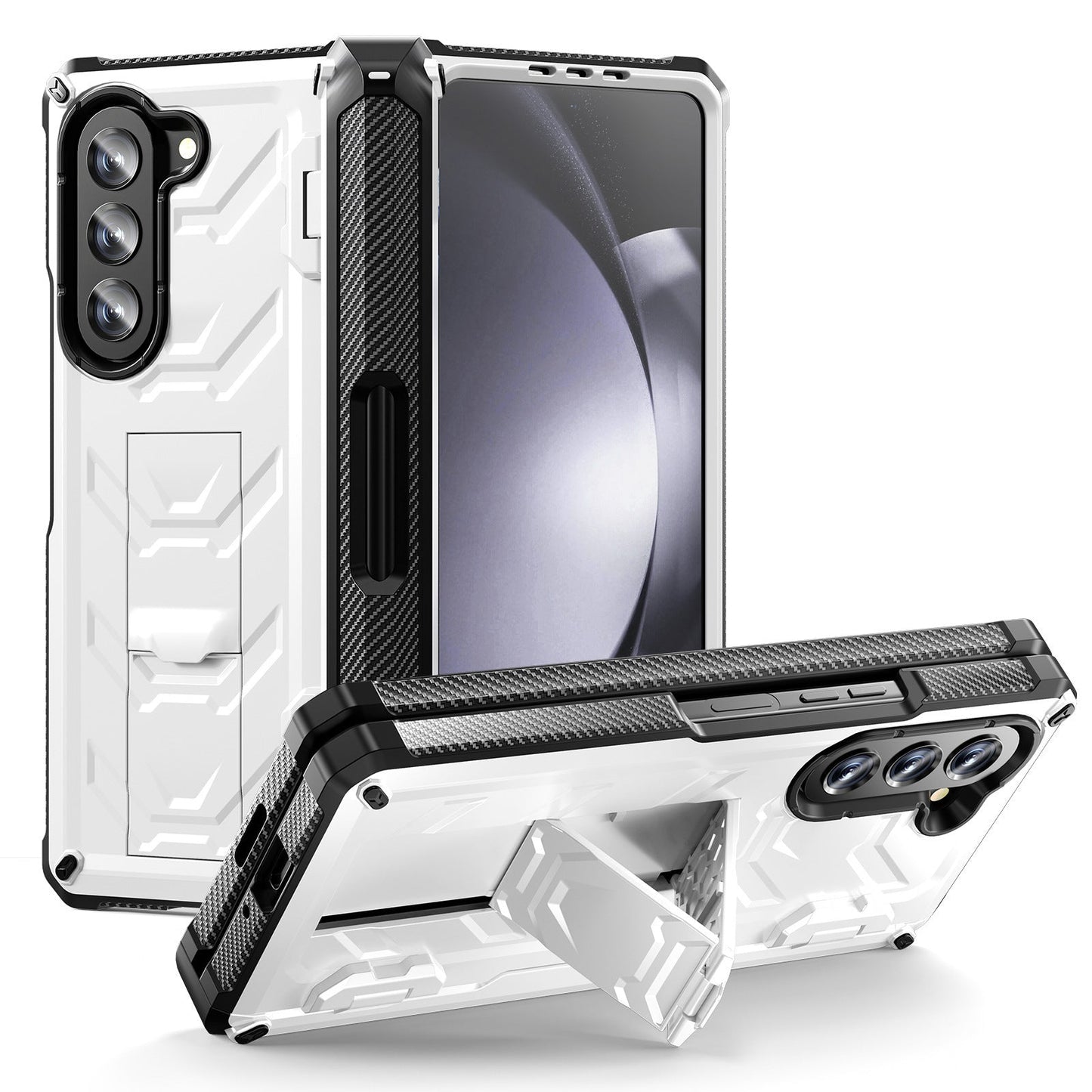 Double-Cover Mecha all-inclusive Rugged Phone Case For Samsung Galaxy Z Fold5 Fold4 Fold3 5G - Mycasety Mycasety
