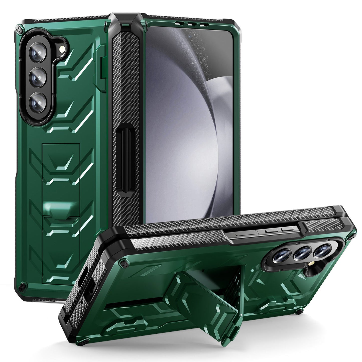 Double-Cover Mecha all-inclusive Rugged Phone Case For Samsung Galaxy Z Fold5 Fold4 Fold3 5G - Mycasety Mycasety