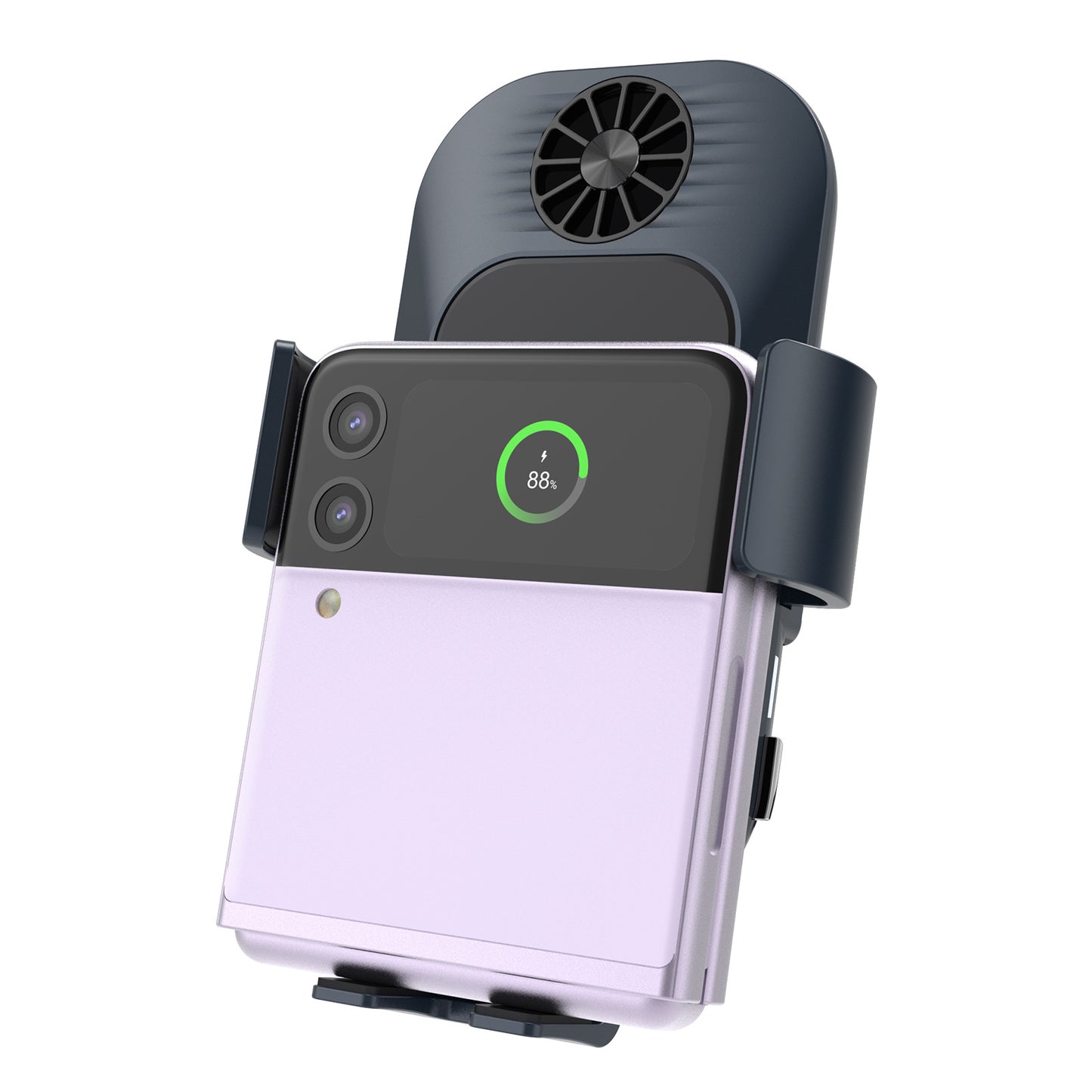 2 - Coils Car Wireless Charger Holder For Samsung Galaxy Z Flip5 Flip4 Flip3 With Cool Fan