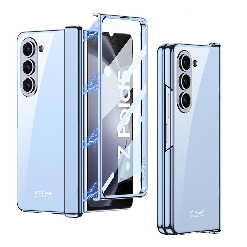 Electroplated Transparent Magnetic Hinge All-included Phone Case With Back Screen Protector For Samsung Galaxy Z Fold5 Fold4 - Mycasety Mycasety