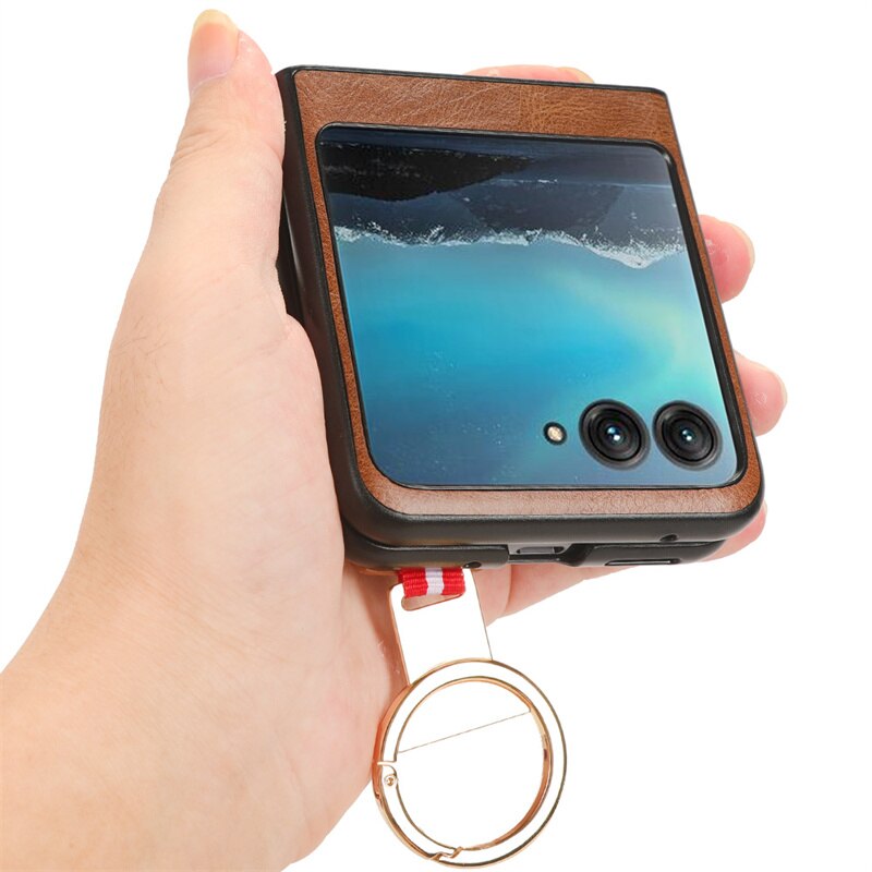 Motorola Razr 40 Ultra New Anti-Shock Business Leather Wristband Cover Case