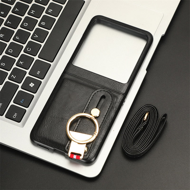 Motorola Razr 40 Ultra New Anti-Shock Business Leather Wristband Cover Case