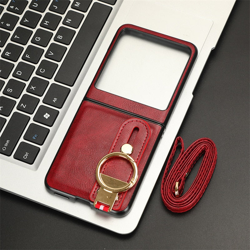 Motorola Razr 40 Ultra New Anti-Shock Business Leather Wristband Cover Case