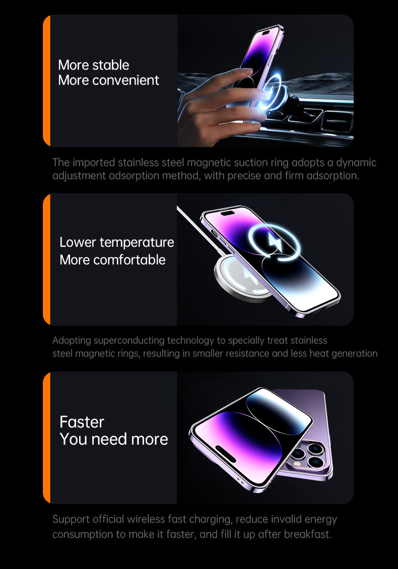 Magnet Magnetic Case Wireless Charge For IPhone 14 Pro Max Case 14 TPU Cover Shockproof Metal Frame Phone Case