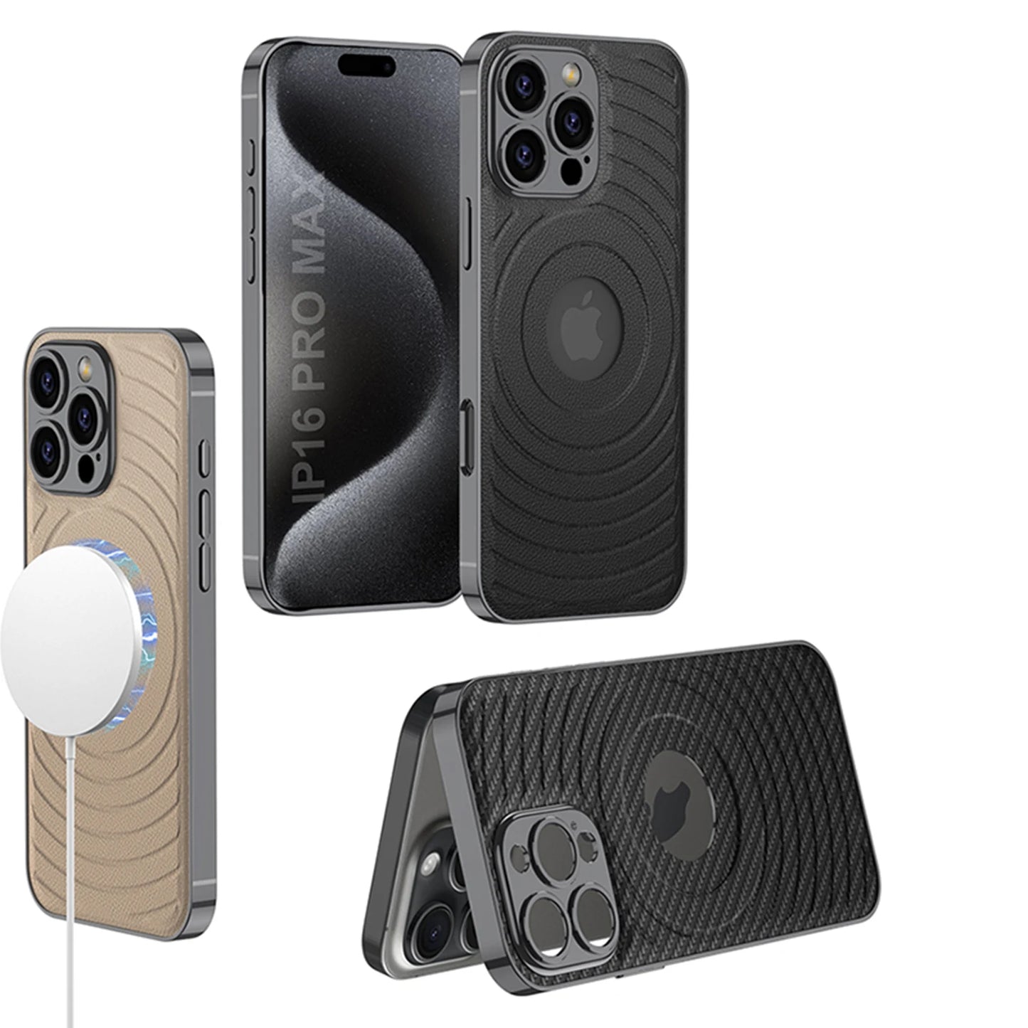 Leather Phone Cases for iphone 15 16 Pro Max with Brand logo Hole