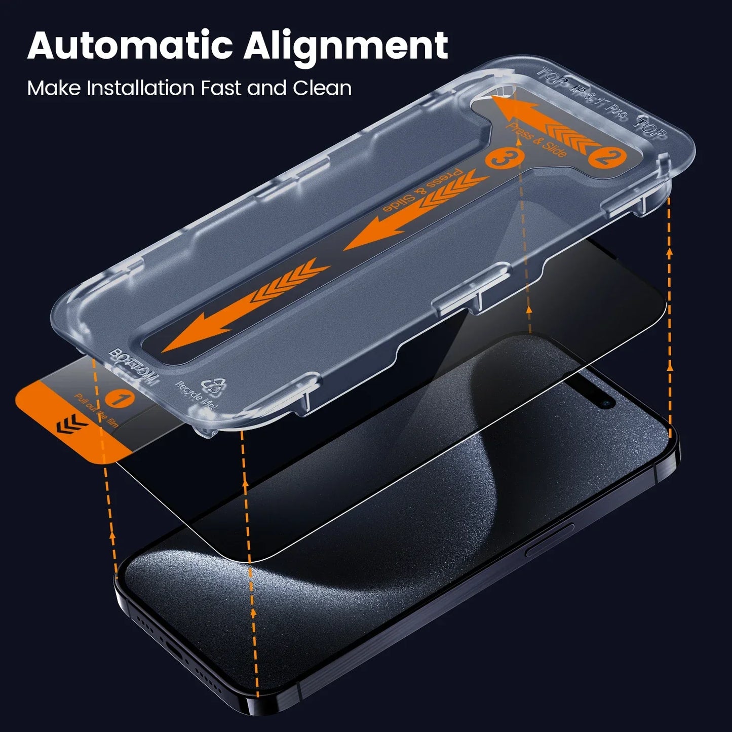 For Apple Dust-Free Warehouse Screen Protectors for iPhone 16 Pro Max/15/14/13/12/11Anti-Peeping Privacy Second Paste Simple Box