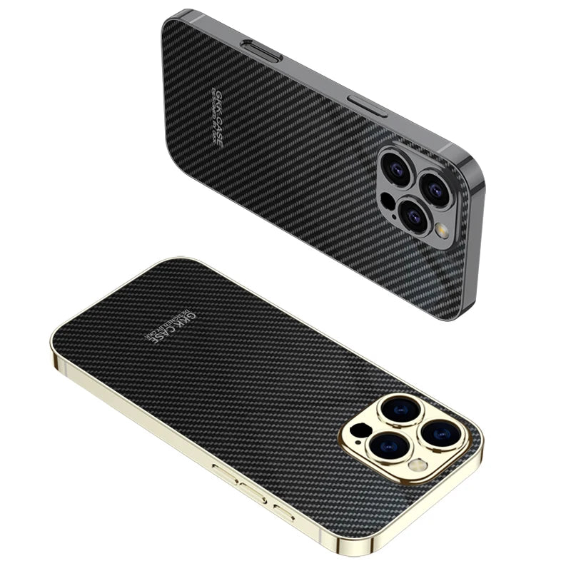 iPhone 16 Pro Max Electroplated Carbon Fiber Pattern Case New Design for iPhone Series