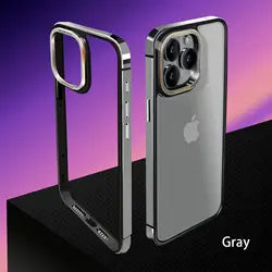 Thin Aluminum Metal Frame Shockproof Phone Case For iPhone 14 15 Pro Max With Metal Camera Protection