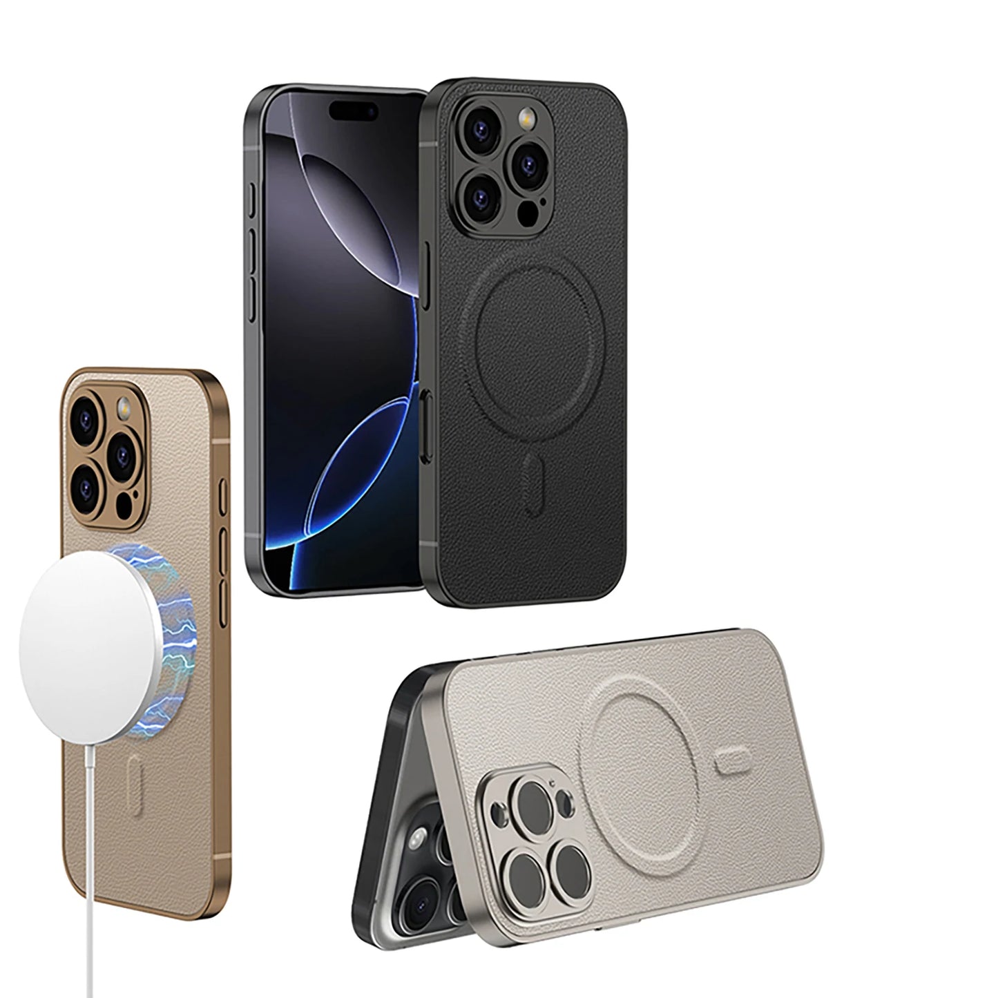 Leather Magnetic iPhone case With Magsafe For iPhone 16 Promax