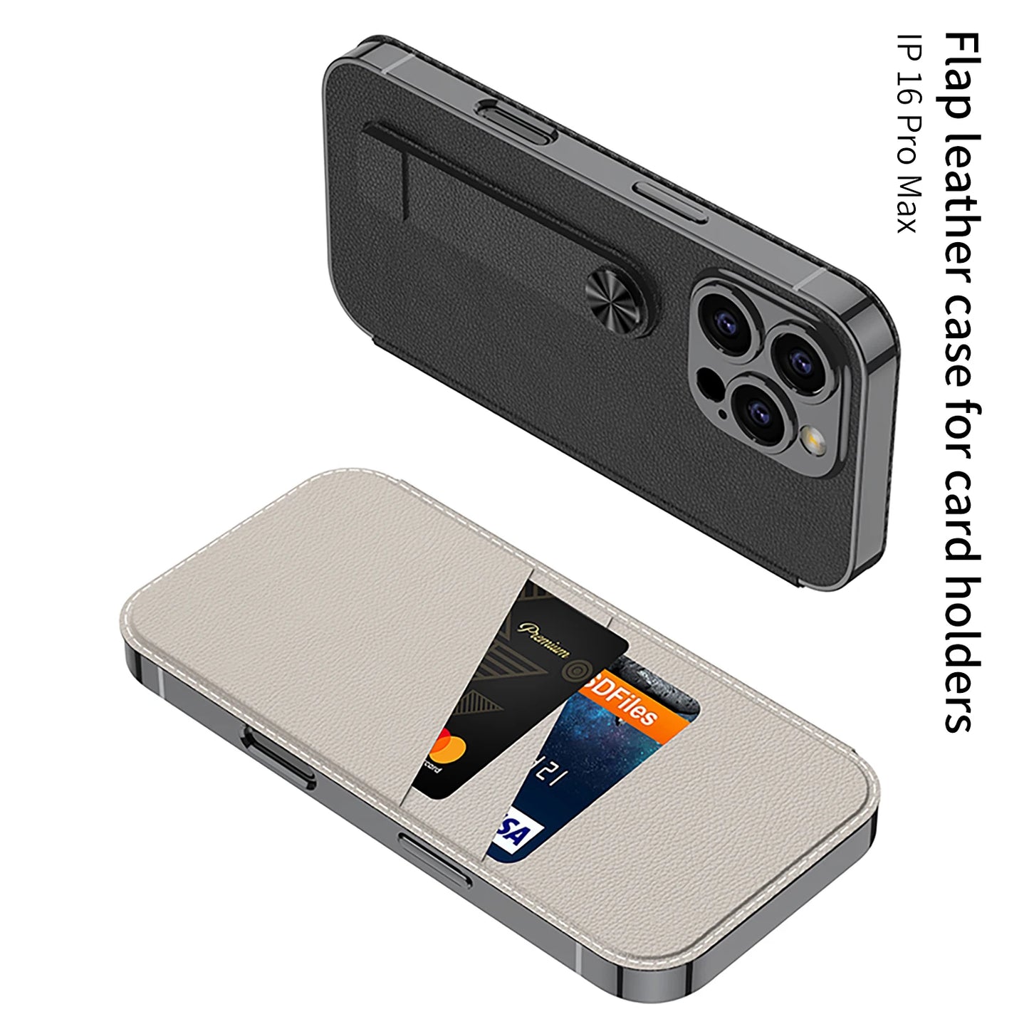 Flip Leather Case Wallet Case for iPhone 16 Pro Max