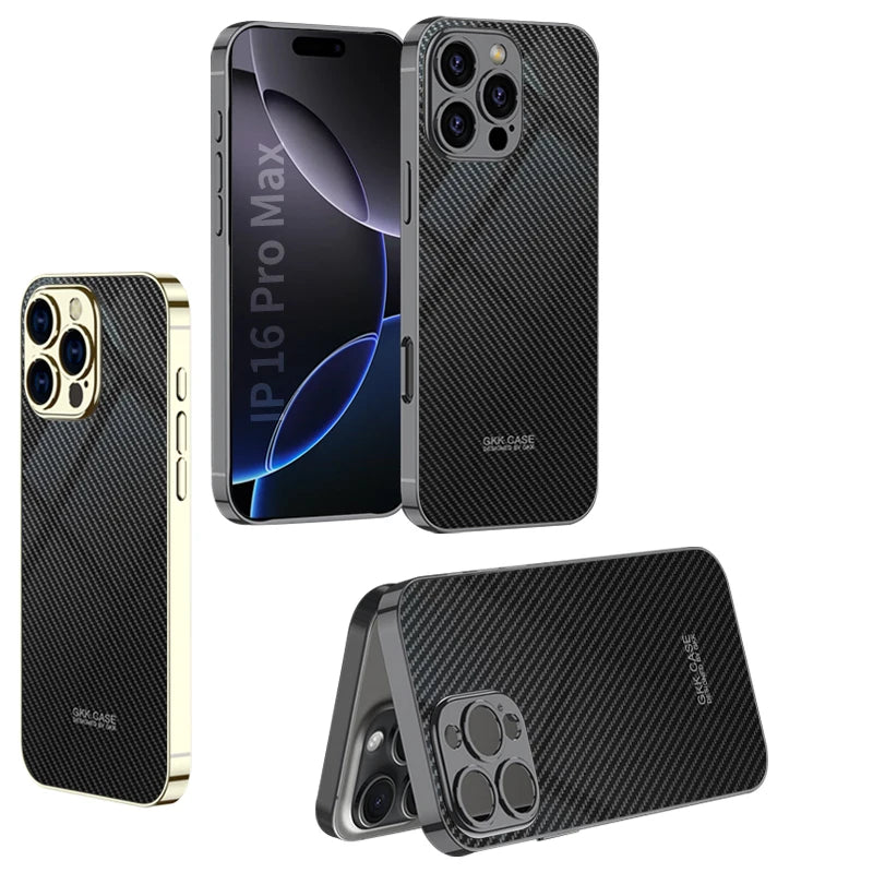 iPhone 16 Pro Max Electroplated Carbon Fiber Pattern Case New Design for iPhone Series
