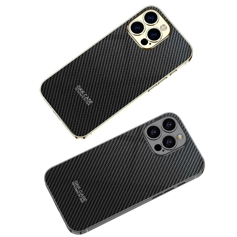 iPhone 16 Pro Max Electroplated Carbon Fiber Pattern Case New Design for iPhone Series