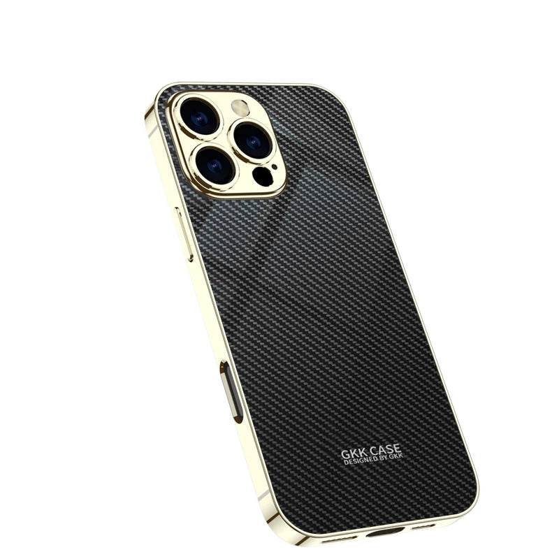 iPhone 16 Pro Max Electroplated Carbon Fiber Pattern Case New Design for iPhone Series