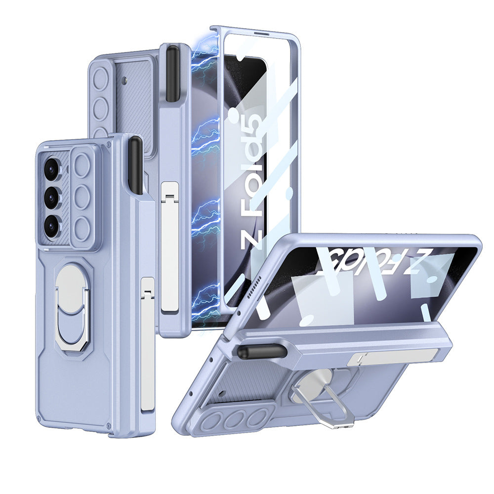 Magnetic Folding Armor Lens Protective Case With Back Screen Protector For Samsung Galaxy Z Fold3 Fold4 Fold5 - Mycasety Mycasety