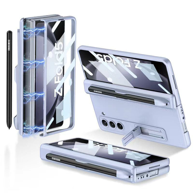 Magnetic Hinge S Pen Slot Ultra-Thin Phone Case With Back Screen Protector For Samsung Galaxy Z Fold 5/4/3 5G - Mycasety Mycasety