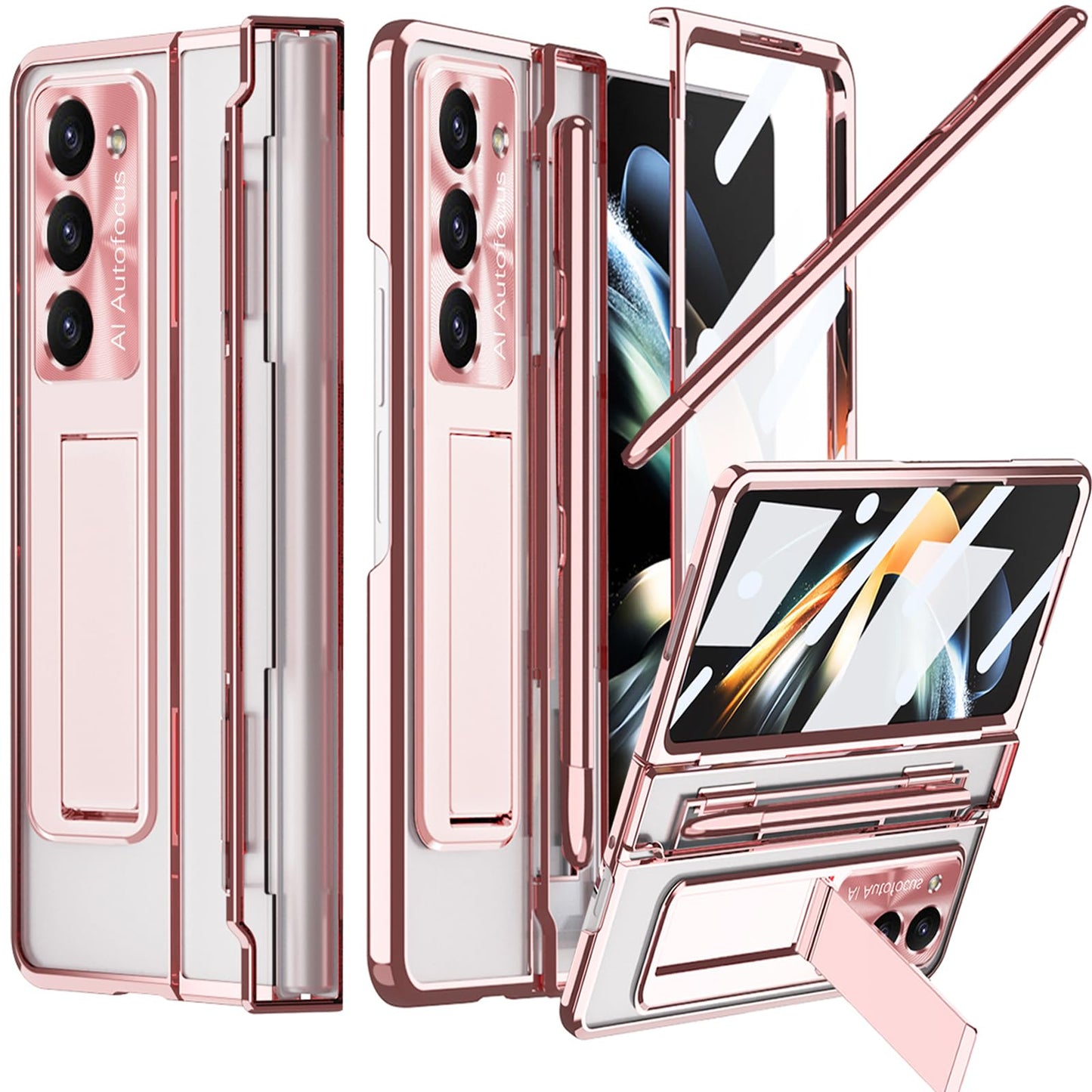 Armor Electroplated Anti-fall Protective Phone Case For Samsung Galaxy Z Fold3/4/5 With Back Screen Glass - Mycasety Mycasety