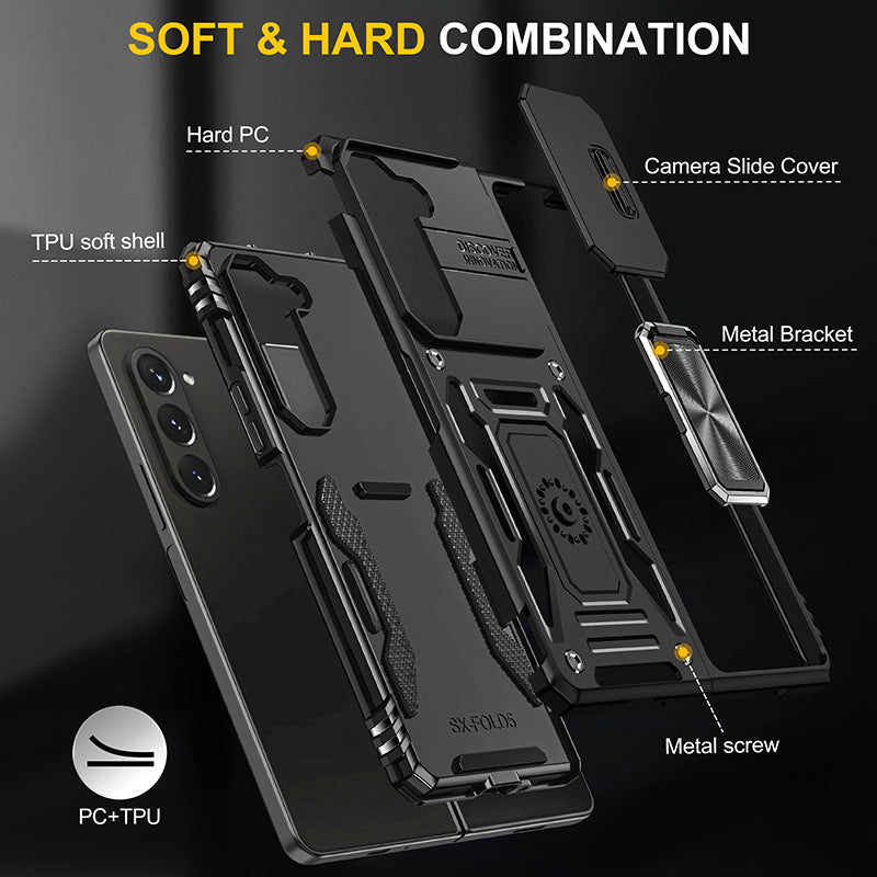 Samsung Galaxy Z Fold5 Case Armor Heavy Duty Shell Magnetic Car Holder and Lens Slide(Pre-sell)