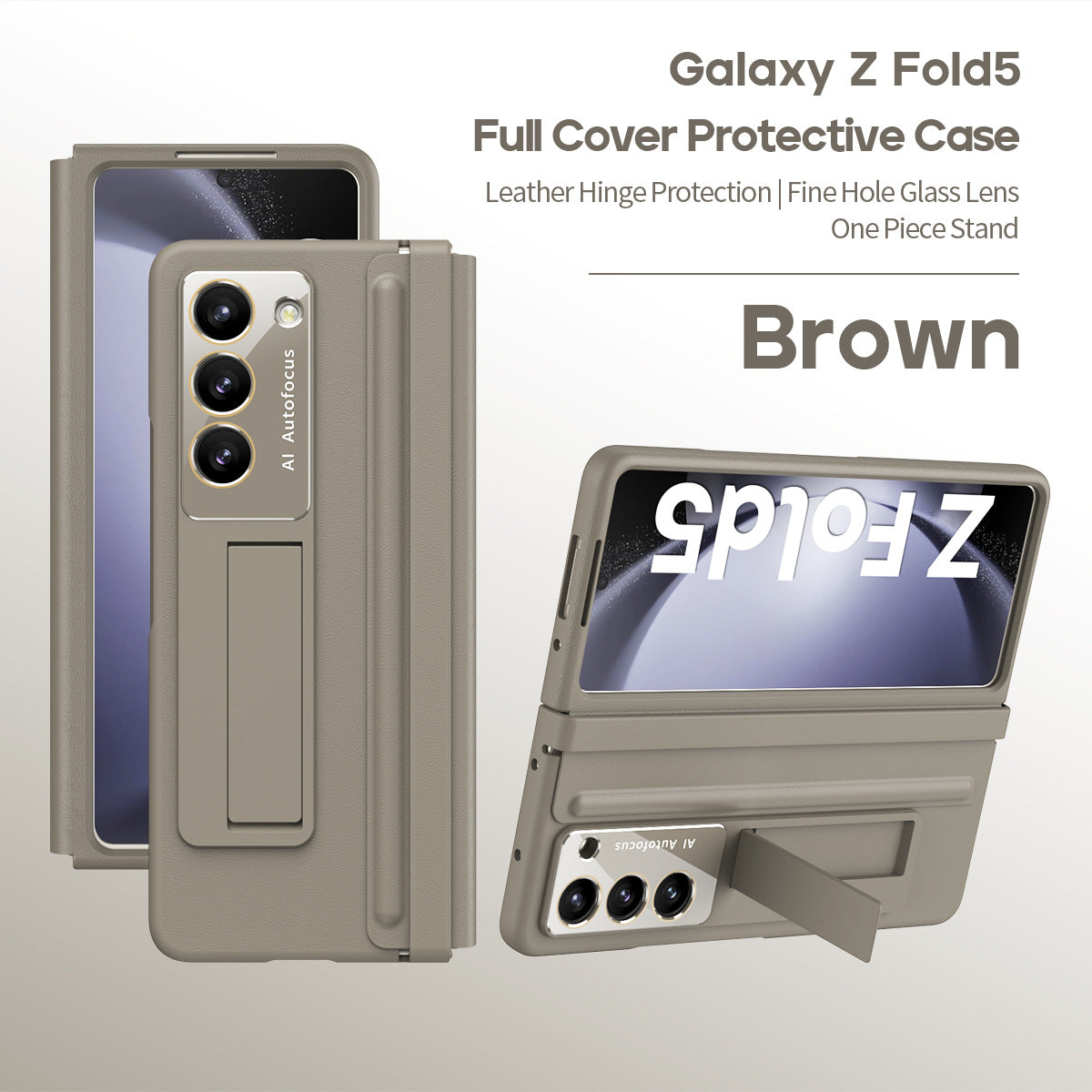 Anti-fall Protective Leather Phone Case With Invisible Bracket and Film For Samsung Galaxy Z Fold5 Fold4 - Mycasety Mycasety