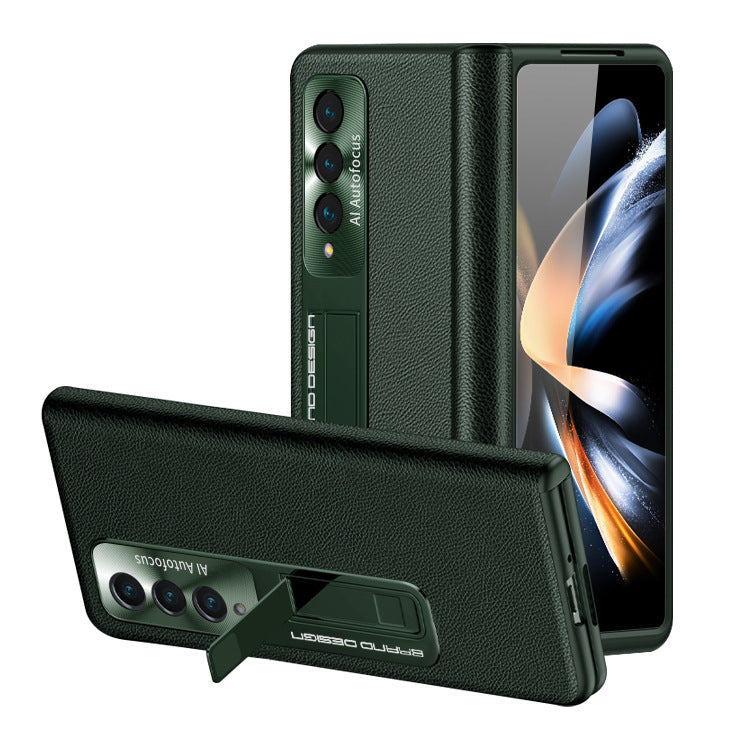 Magnetic Holder Protective Leather Phone Case With Front Protection Film For Galaxy Z Fold5 Fold4 Fold3