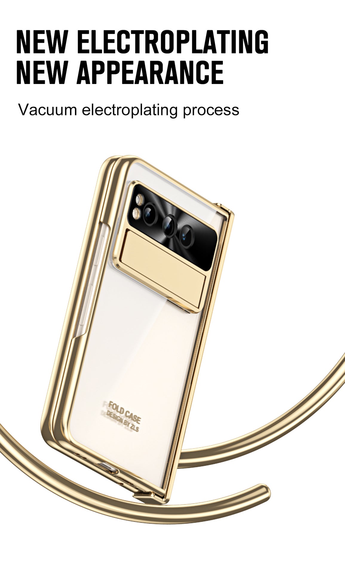 Electroplated Transparent Google Pixel Fold Case with Dual Hinge Protector & Screen Protector & Hidden Kickstand Pen Slot & Free Stylus
