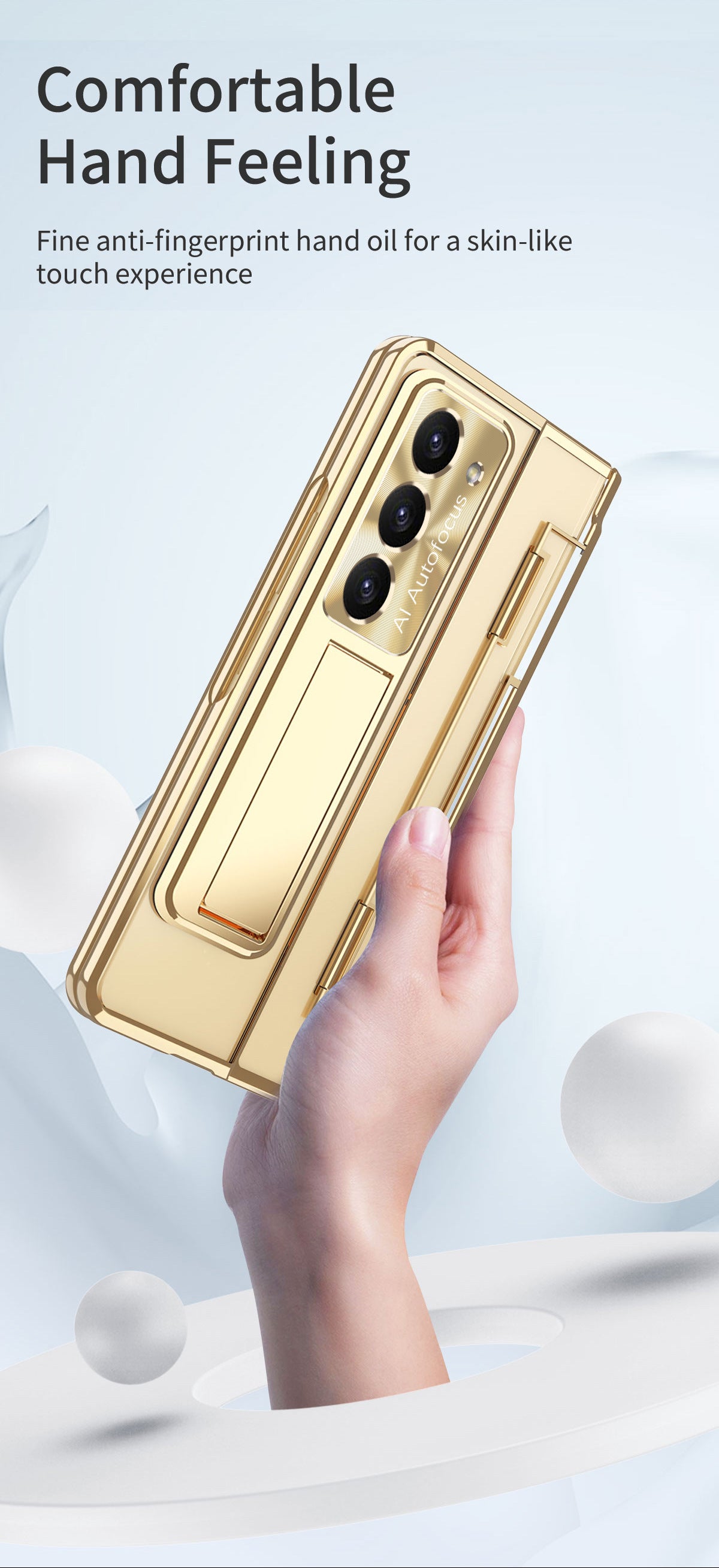 Electroplated Clear PC Galaxy Z Fold5 Case with Front Screen Protector & Flat Hinge & Hidden Stand And Pen Slot and Free Stylus